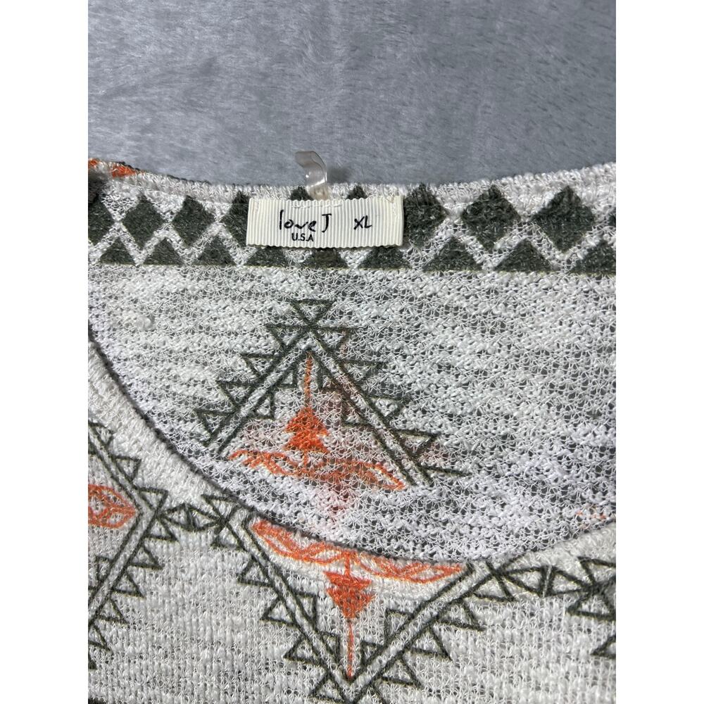 Aztec Tribal Print Knit Top XL Boho Southwest Short Sleeve Tunic Western Shirt - Picture 3 of 4